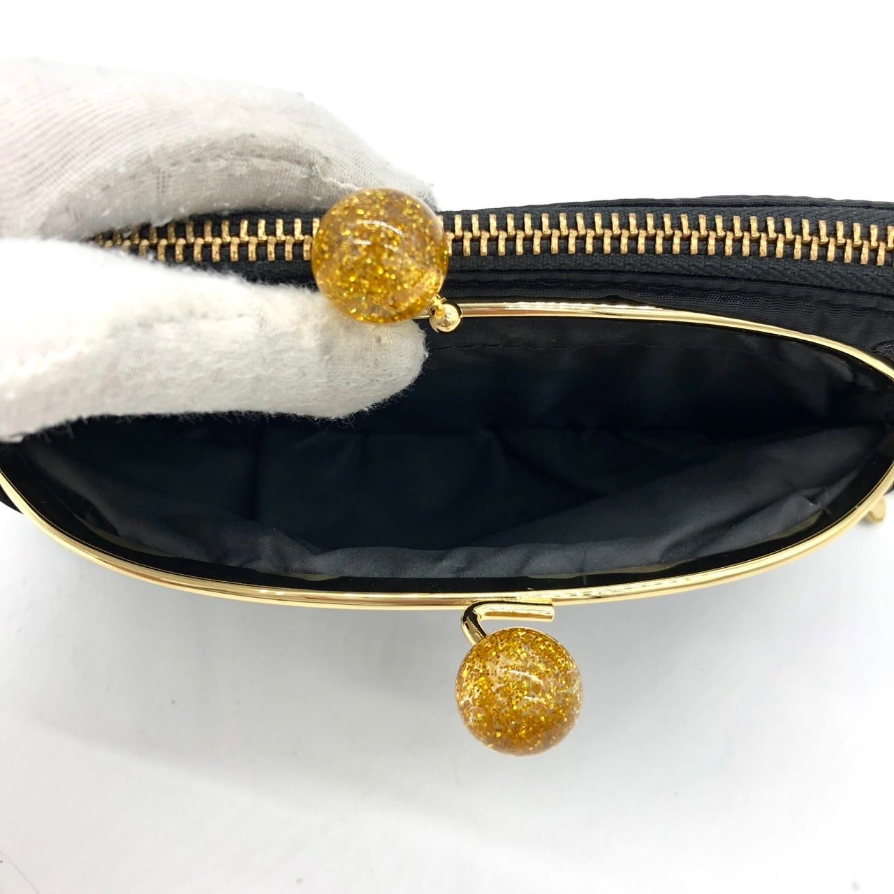  レスポートサック LeSportsac がま口 長財布 黒 ゴールド金具 長財布 小物