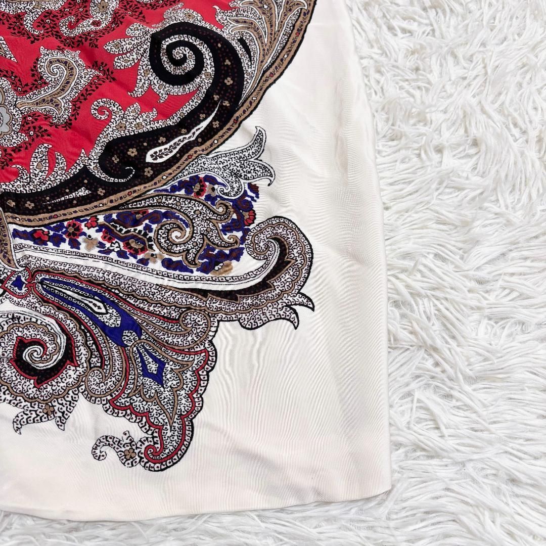 ETRO 七分丈ひざ丈 シルク ペイズリー柄ワンピース 50 ブルー