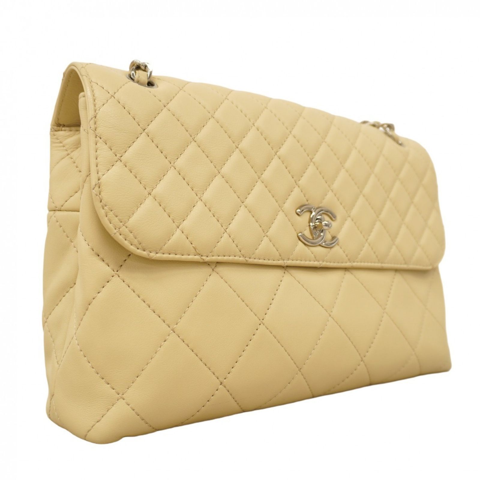 シャネル Chanel ショルダーバッグ デカマトラッセ Wチェーン レザー ベージュ レディース