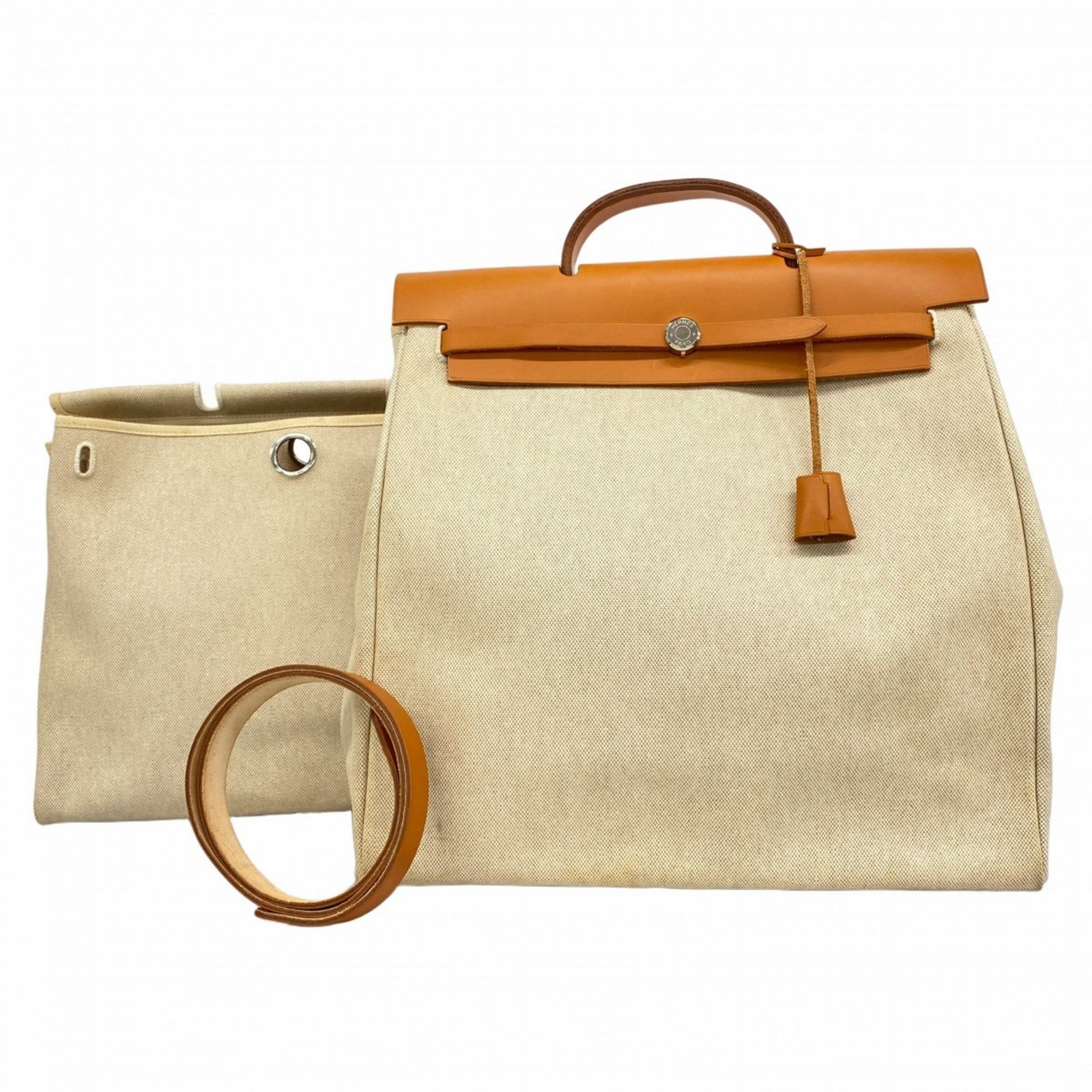 エルメス Hermes ハンドバッグ エールバッグMM トワルアッシュ ナチュラル C刻印 2 wayバッグレディース