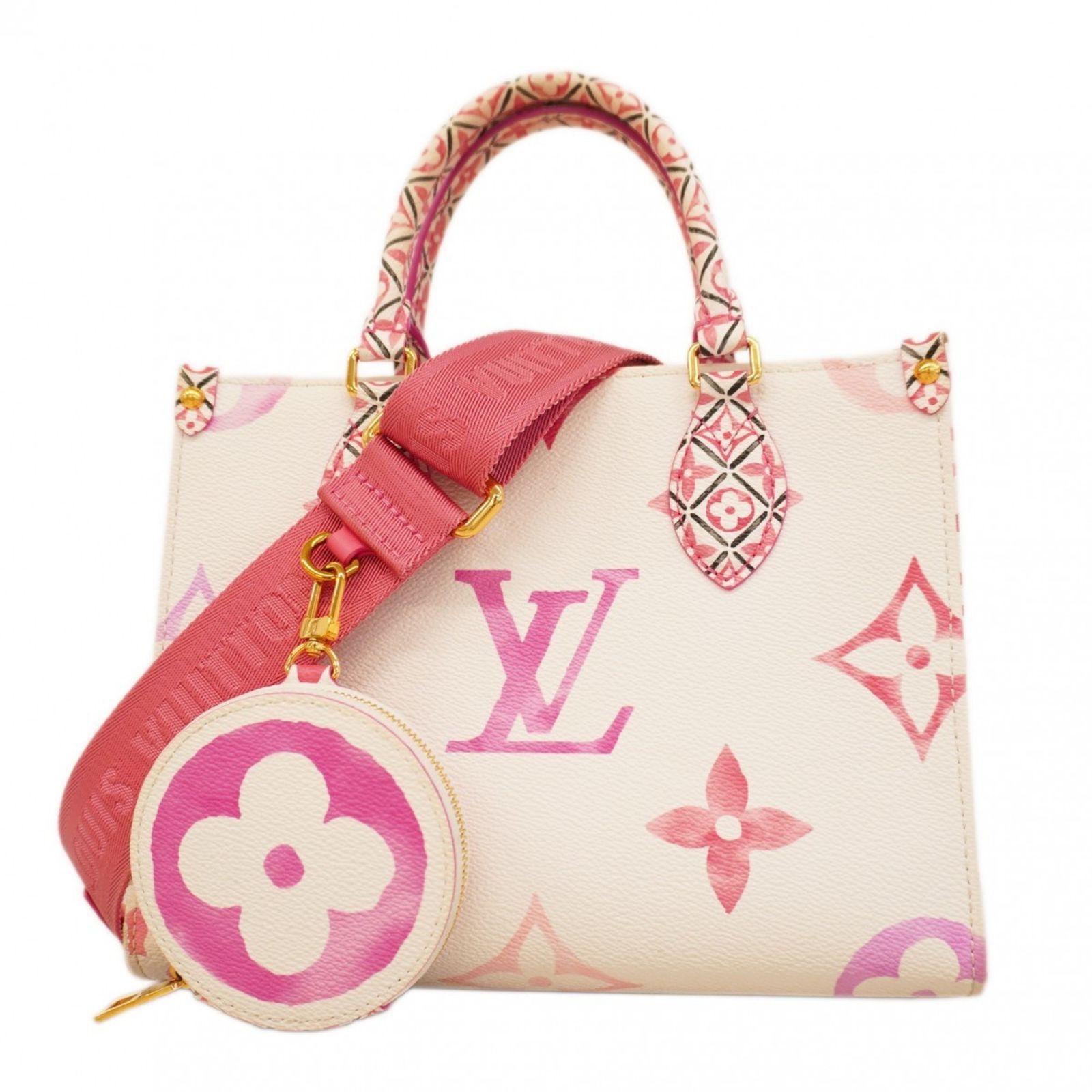 ルイ ヴィトン Louis Vuitton ハンドバッグ モノグラム ジャイアント バイザプール オンザゴーPM M 22976 ホワイト ピンク 2 wayバッグレディース
