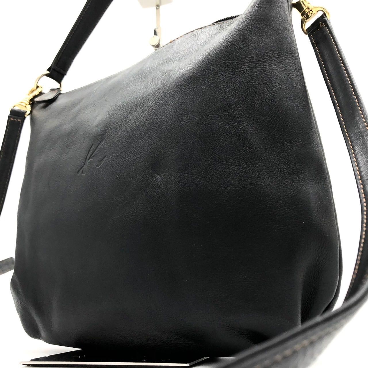 Kitamura キタムラ 2 way ショルダーバッグ ハンドバッグ 黒 レザー