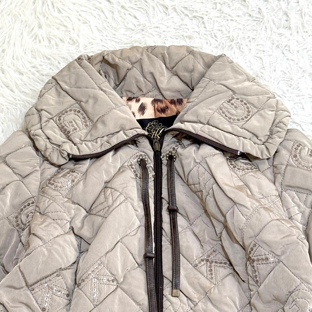 伊太利屋 裏地レオパードキルティング中綿コート 13 ブラウン