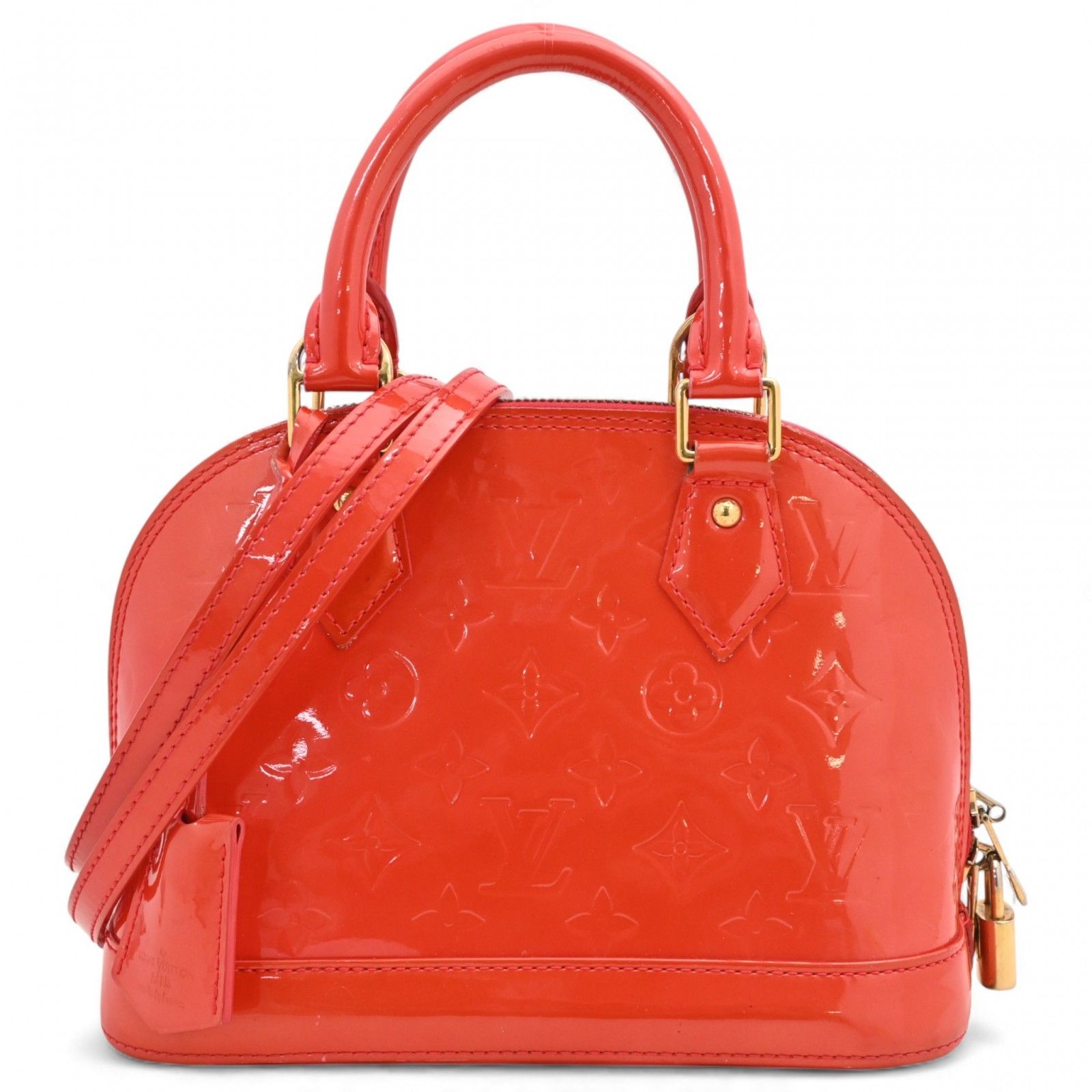 ルイヴィトン モノグラム ヴェルニ アルマBB ハンドバッグ レッド Aランク lv 8859 vd