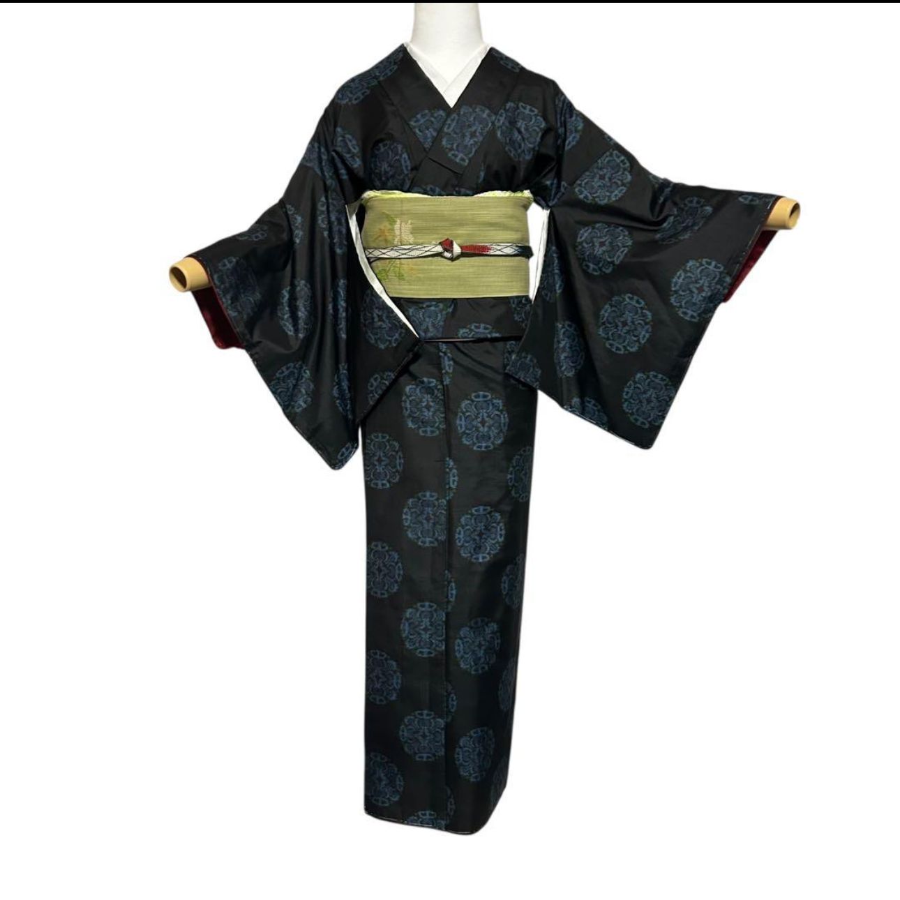 未使用 新品同様 美品 袷 正絹 貴重 割り込み絣 大島紬 フルセット 4