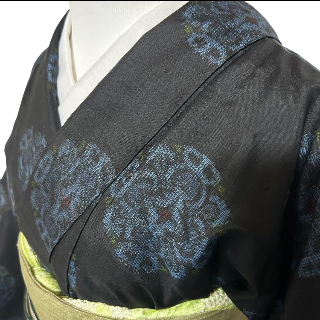 未使用 新品同様 美品 袷 正絹 貴重 割り込み絣 大島紬 フルセット 4