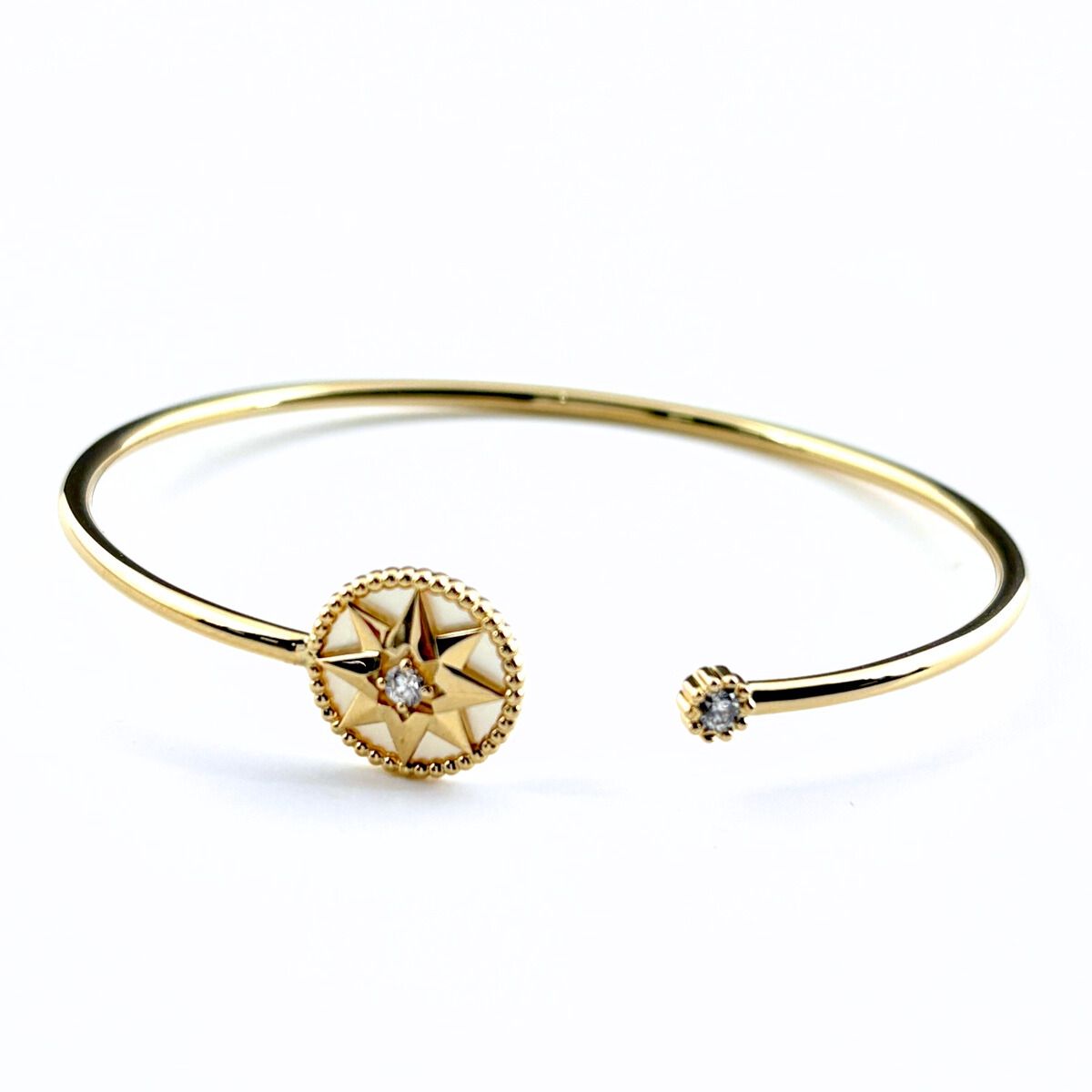 ディオール Dior ローズ デ ヴァン バングル YG イエローゴールド 腕輪 マザーオブパール 750 ダイヤモンド レディース