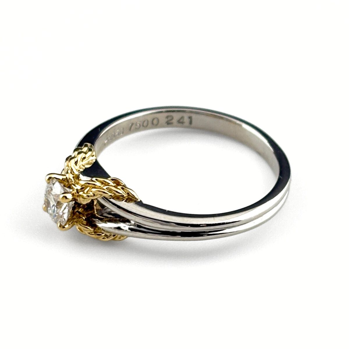 ディオール Dior ダイヤモンド デザインリング プラチナ YG イエローゴールド 指輪 リング 10.5号 750 Pt 950 レディース