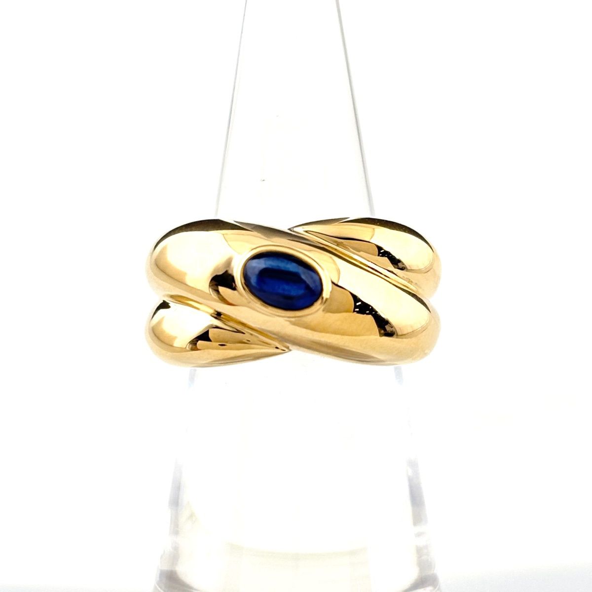 カルティエ CARTIER サファイア デザインリング YG イエローゴールド 指輪 リング 11号 750 レディース