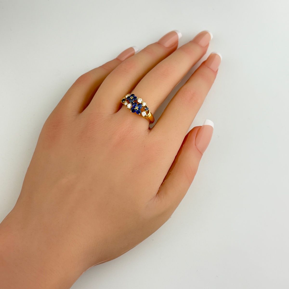  ポーラ POLA サファイア デザインリング YG イエローゴールド メレダイヤ 指輪 リング 17号 750 ダイヤモンド レディース リング 指輪 アクセサリー