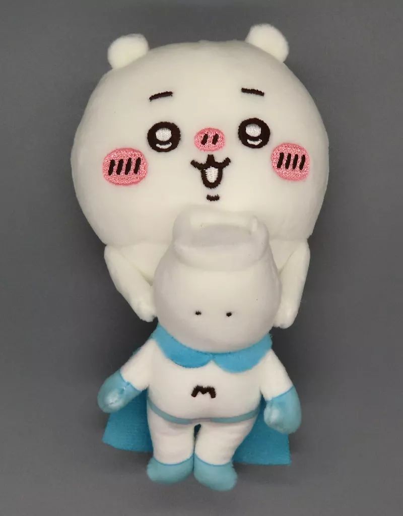 中古】ぬいぐるみ むちゃうマンとちいかわ デスクトップから見守る