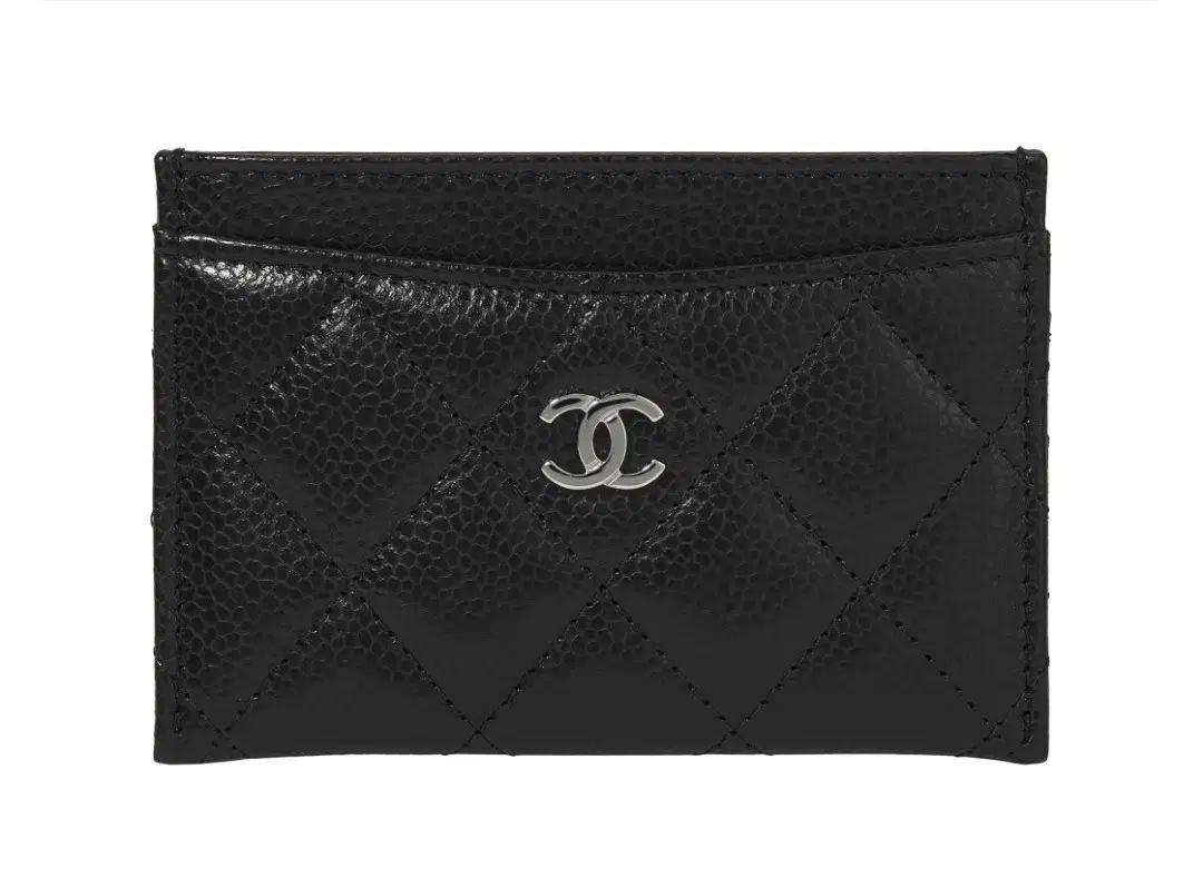 シャネル カードスロット シルバー キャビア ブラック 25 12