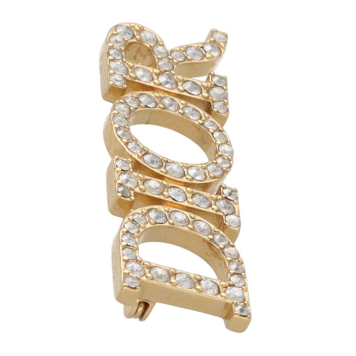  Christian Dior クリスチャン ディオール ブローチ ラインストーン ロゴブローチ ゴールド YM ブローチ コサージュ アクセサリー