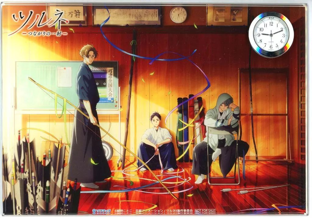 置き時計 掛け時計 ティザービジュアル A 5アクリルクロック Blu-ray DVD ツルネ -つながりの一射- ソフマップ アニメガ全巻 特典