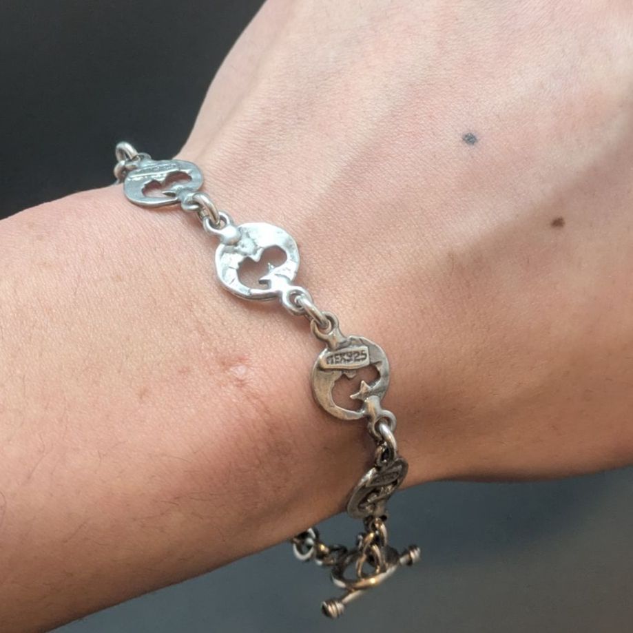ヴィンテージ メキシコ MEX925 スターリングシルバー 月顔×星 トグル