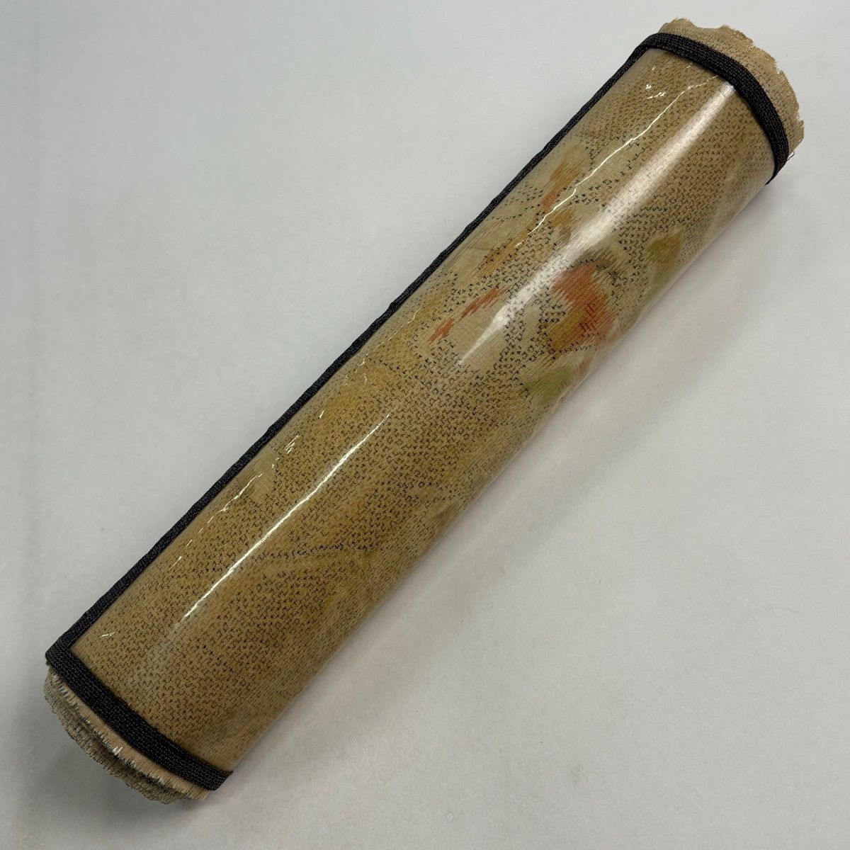  反物 秀品 紬 深里登紬 証紙有 草花 ベージュ 正絹 その他 着物反物