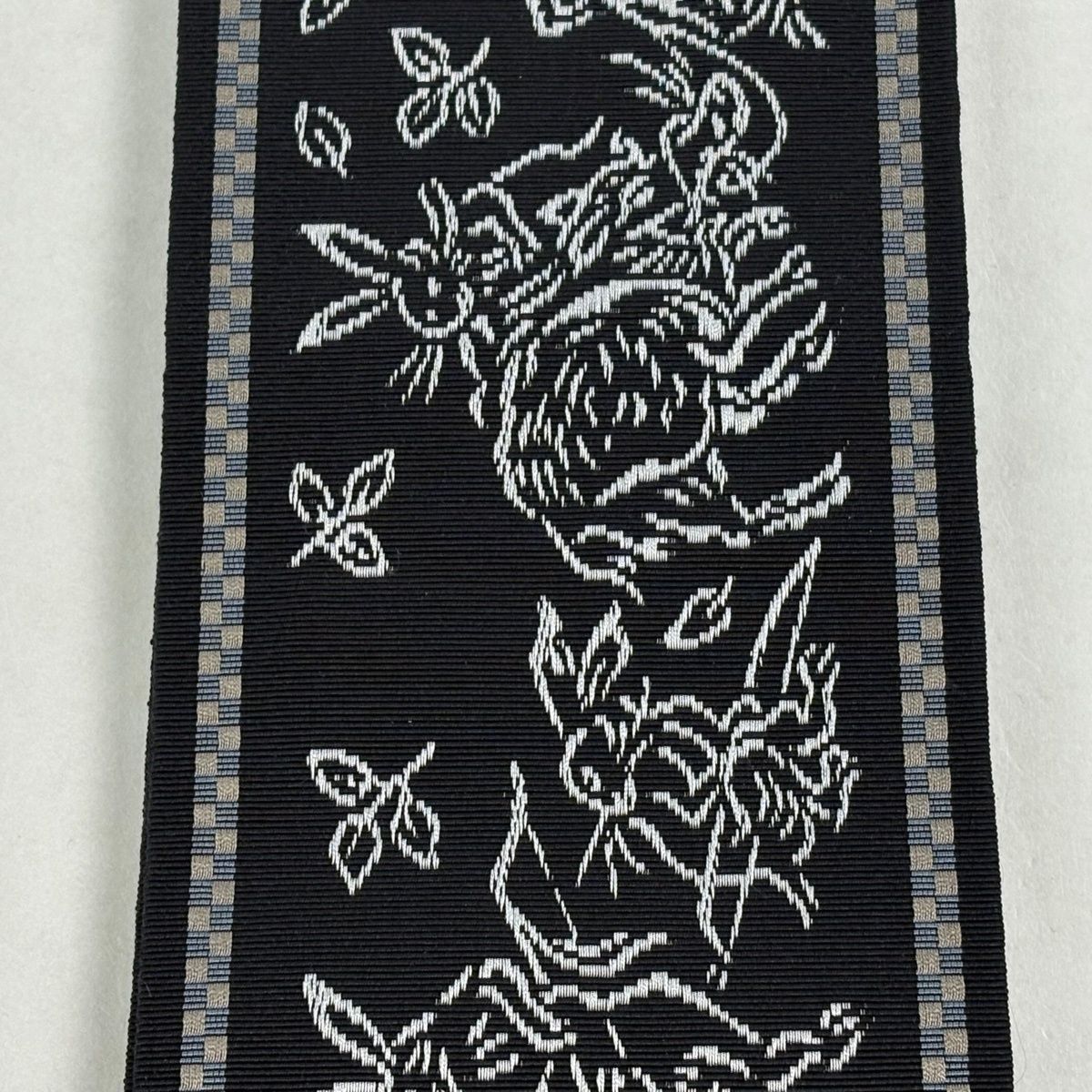 角帯 証紙 本場筑前博多織 鳥獣戯画 黒 正絹