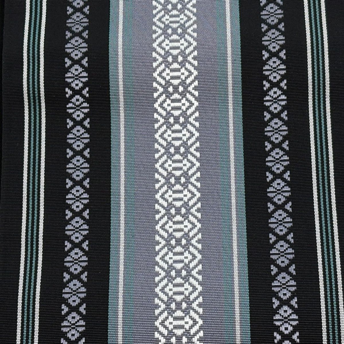 半幅帯 証紙 本場博多織 献上柄 黒 正絹