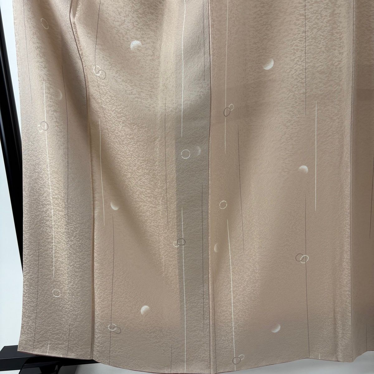 小紋 身丈161 cm 裄丈67.5 L 袷 名古屋帯セット 幾何学模様 地紋 薄茶色 正絹 秀品