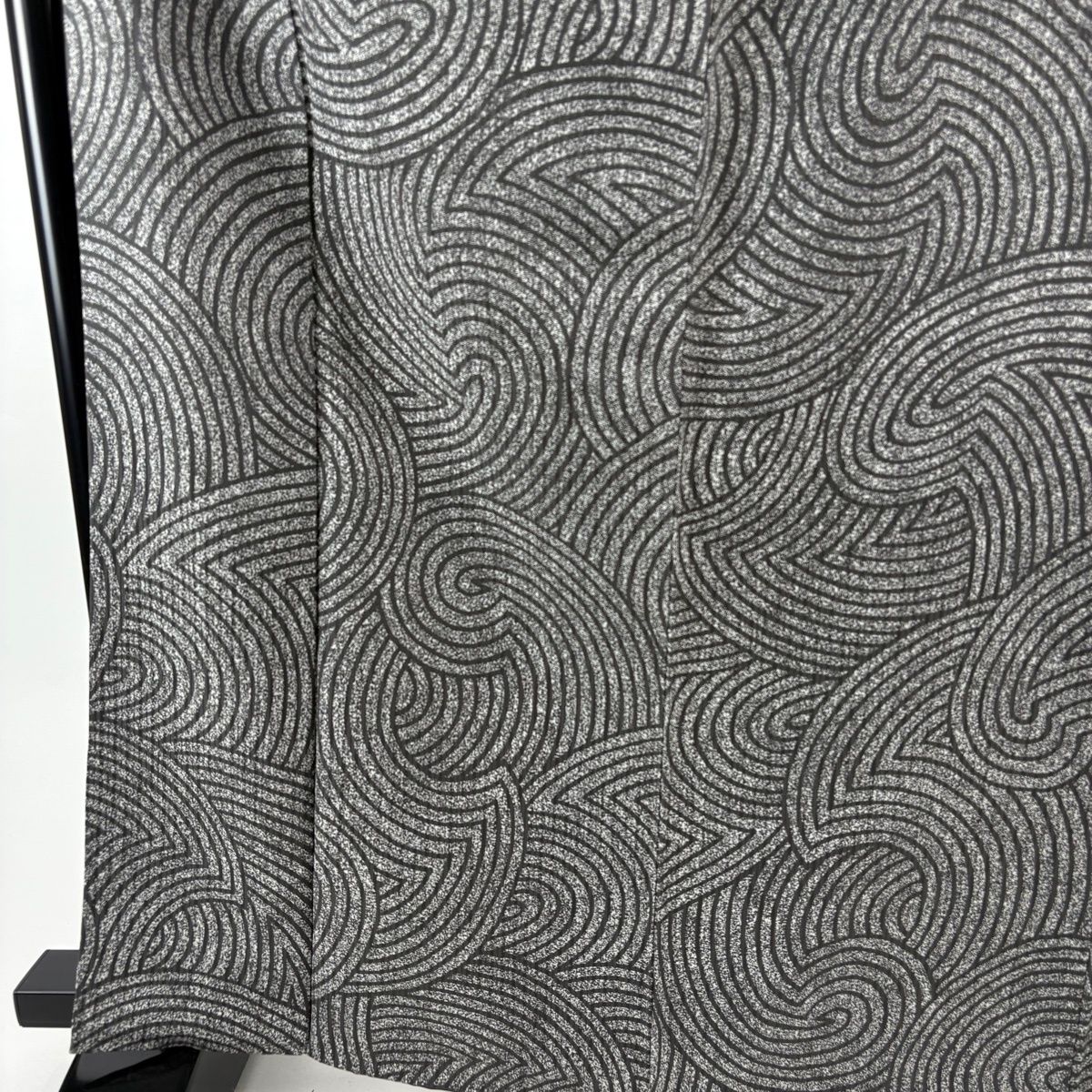 小紋 身丈164 cm 裄丈65.5 M 袷 袋帯セット 幾何学模様 灰色 正絹 秀品