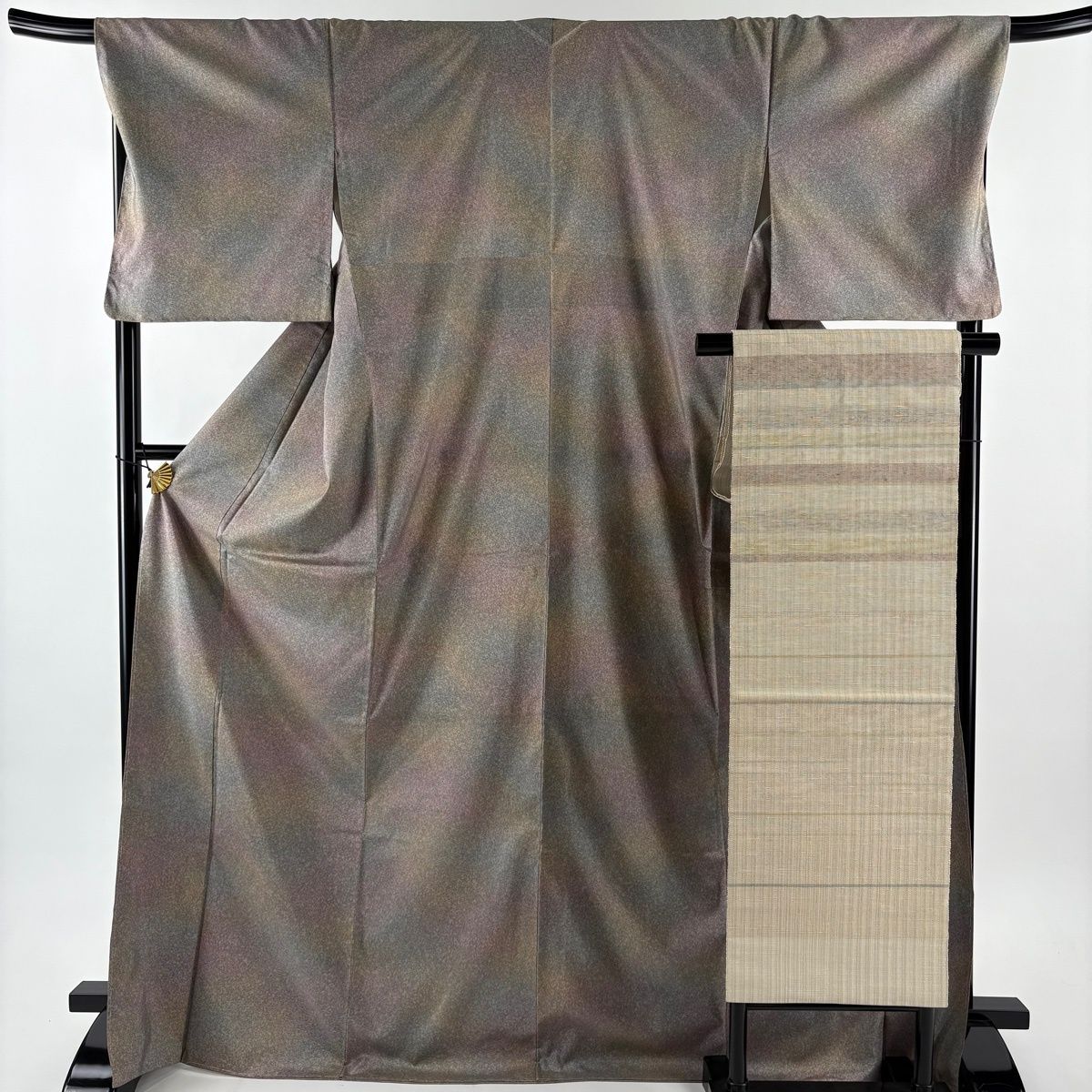 リ*や様 未使用近い　美品　袷　大島紬　小紋　フルセット　身丈154 裄丈64 美品】 小紋 身丈173cm 裄丈69cm L 袷 名古屋帯セット 大島紬地 証紙