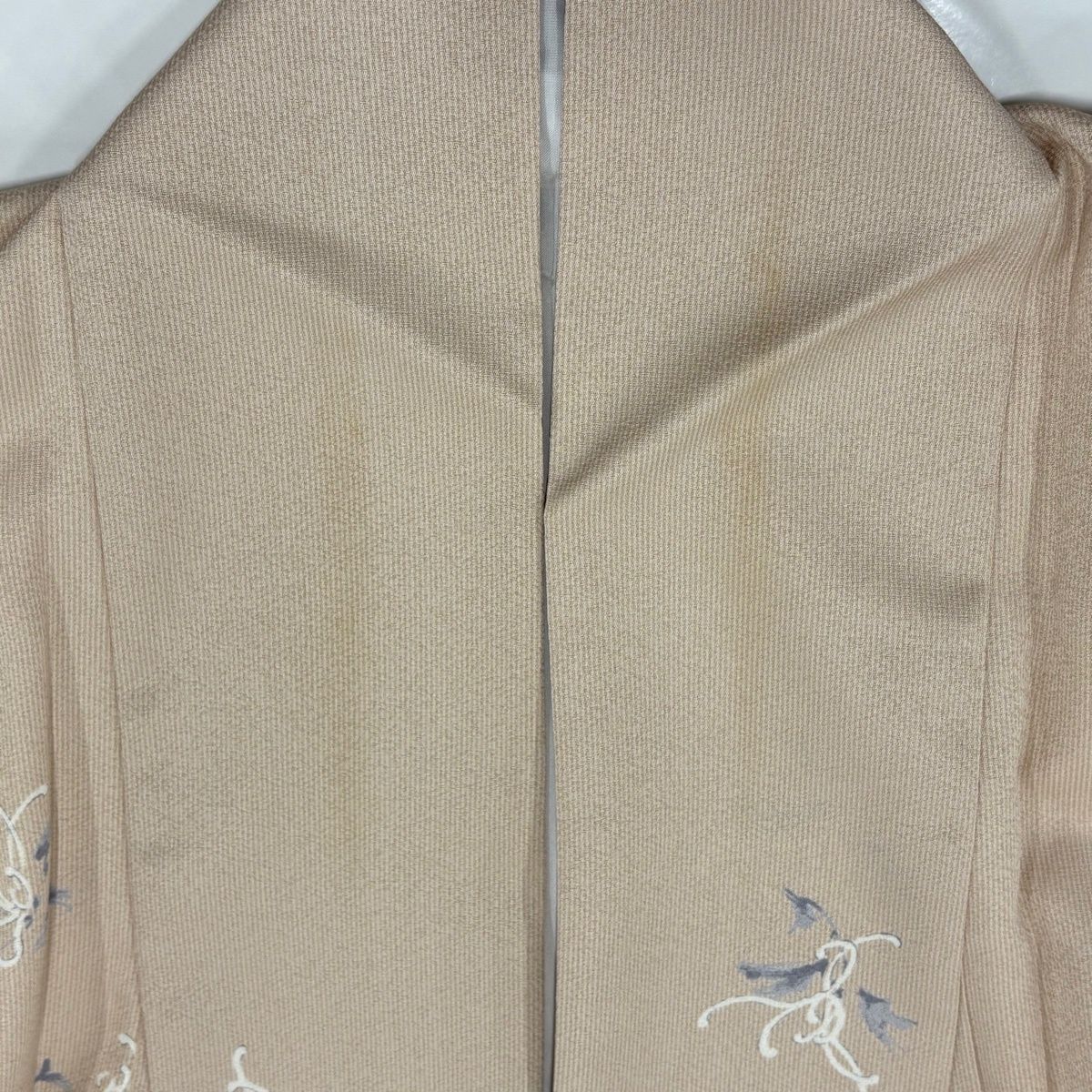 小紋 身丈163cm 裄丈65.5cm M 袷 菊 万筋 ベージュ 正絹 優品 【中古