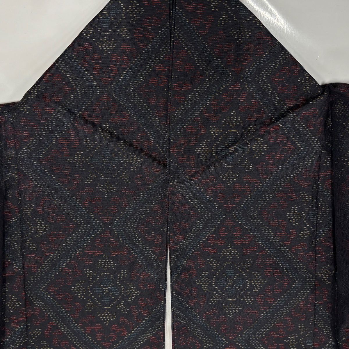 美品】 大島紬 身丈160.5cm 裄丈63cm S 袷 アンサンブル 証紙 菱 幾何