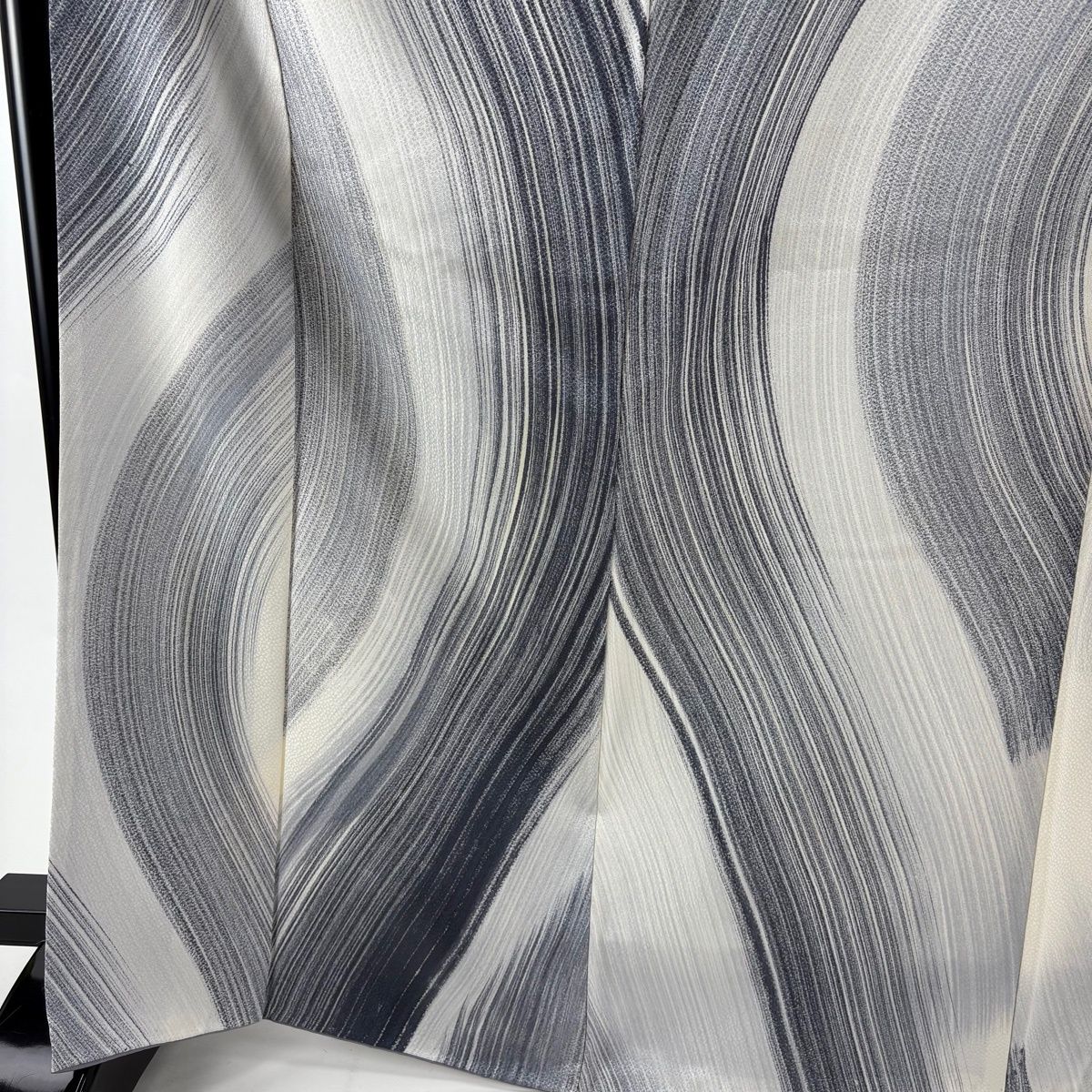 小紋 身丈168 cm 裄丈68 L 袷 洛楽人工房 よろけ縞 灰色 正絹