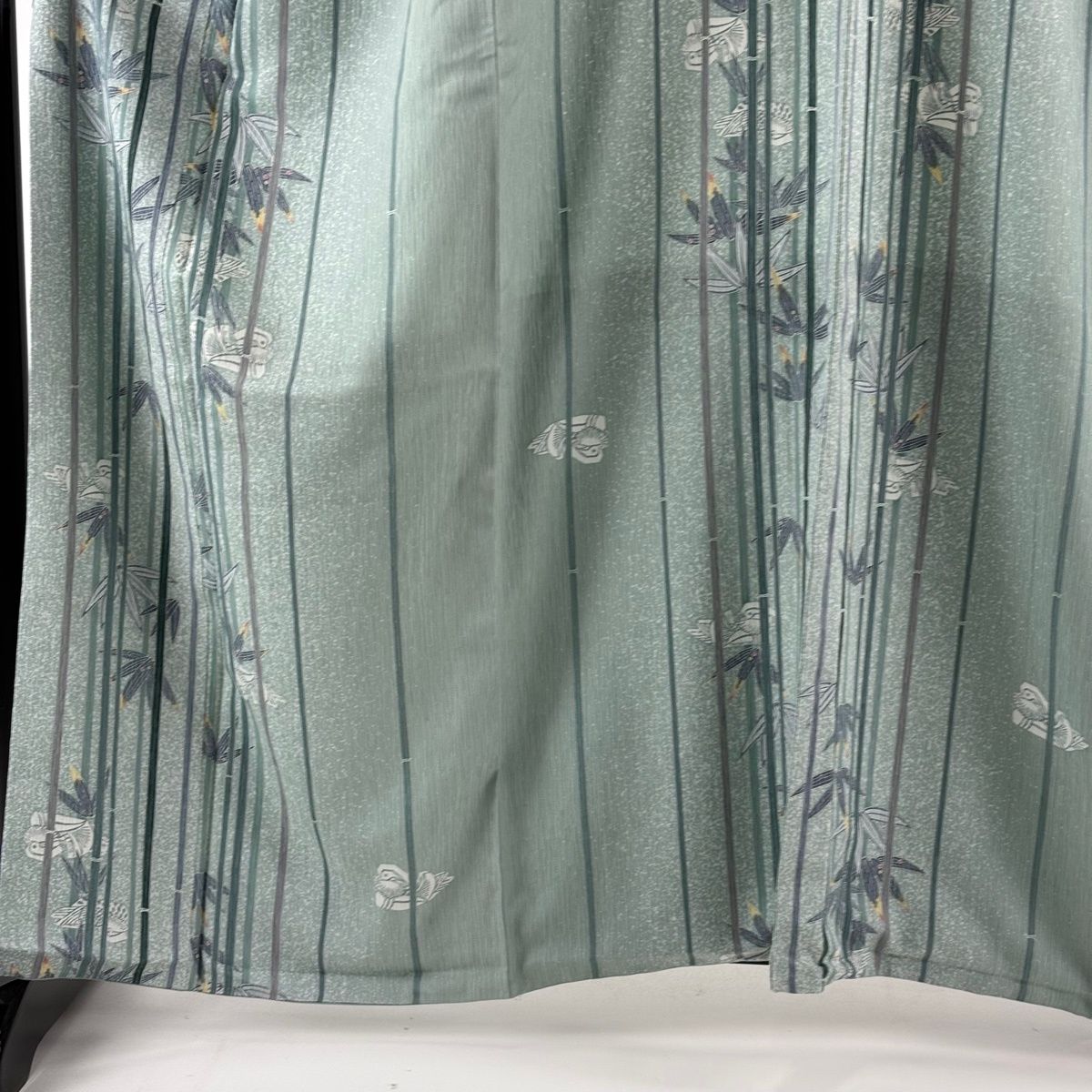 小紋 身丈164 cm 裄丈67.5 L 袷 TOKI et 落款 笹 鴛鴦 薄緑 正絹