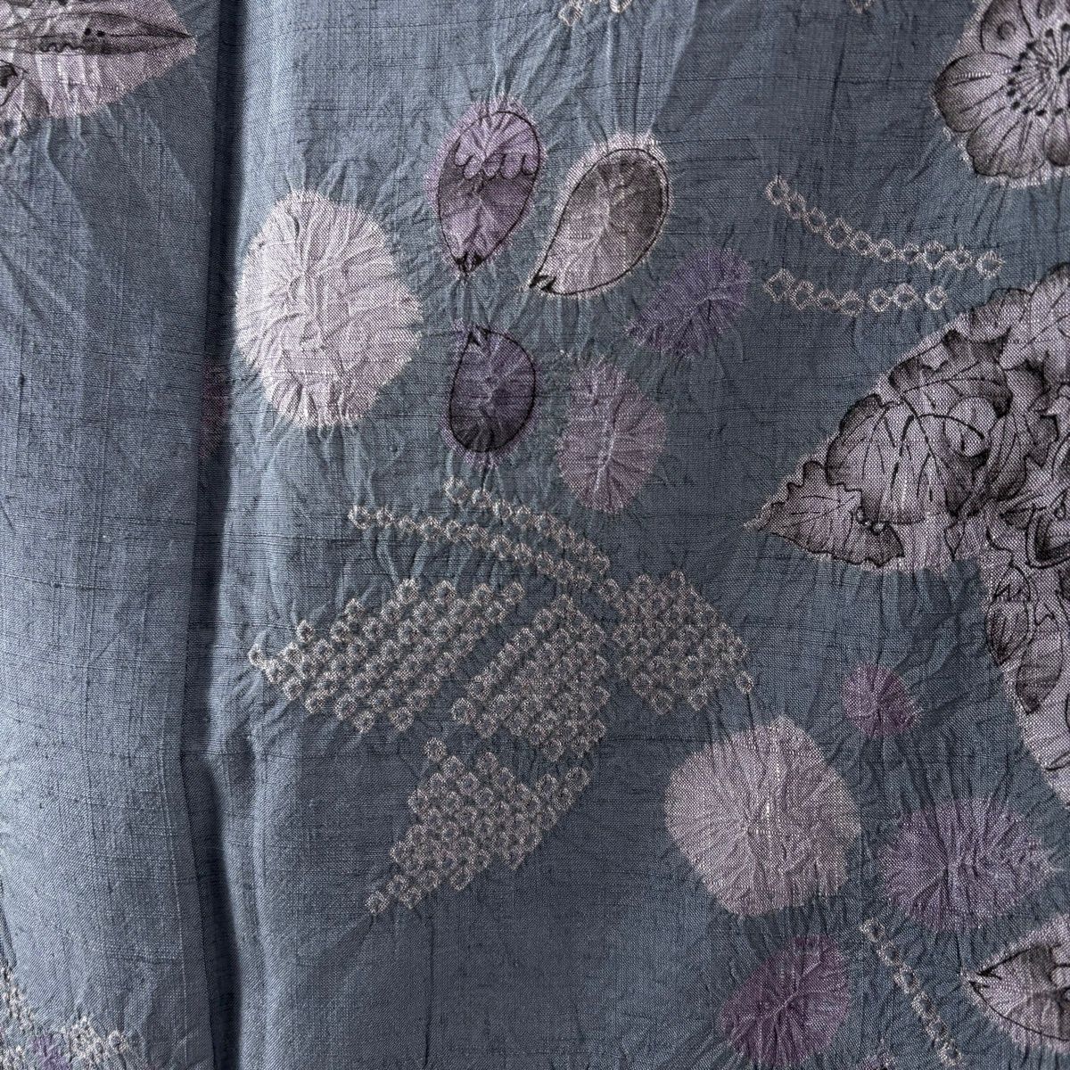 美品】 小紋 身丈155.5cm 裄丈63cm S 袷 大脇一心 紬地 落款 辻が花 菱