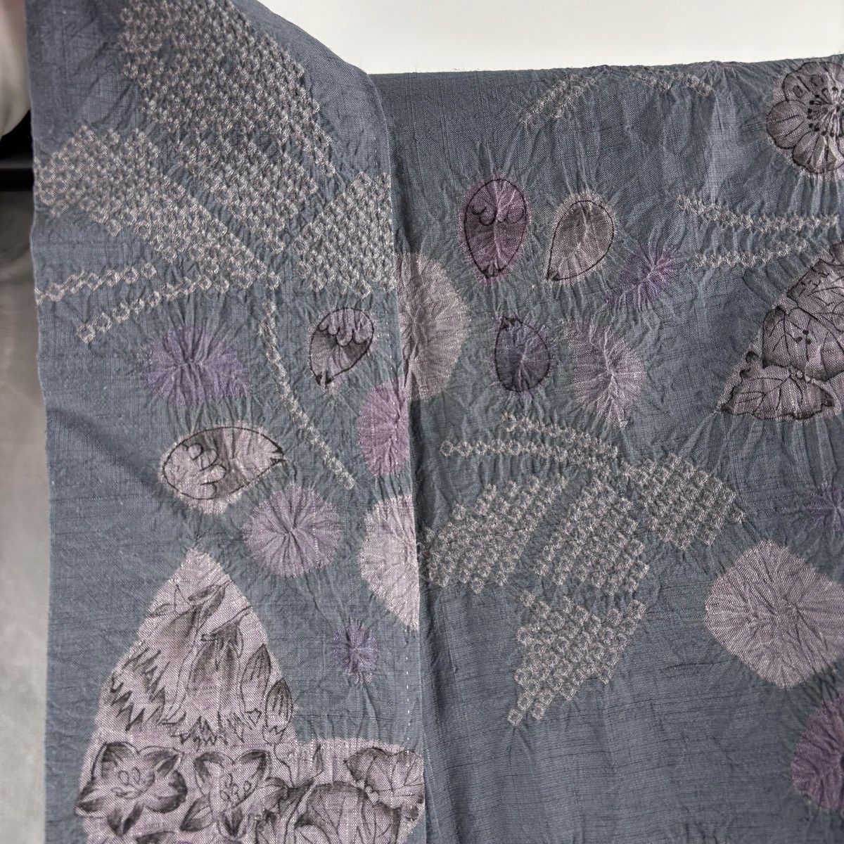 美品】 小紋 身丈155.5cm 裄丈63cm S 袷 大脇一心 紬地 落款 辻が花 菱