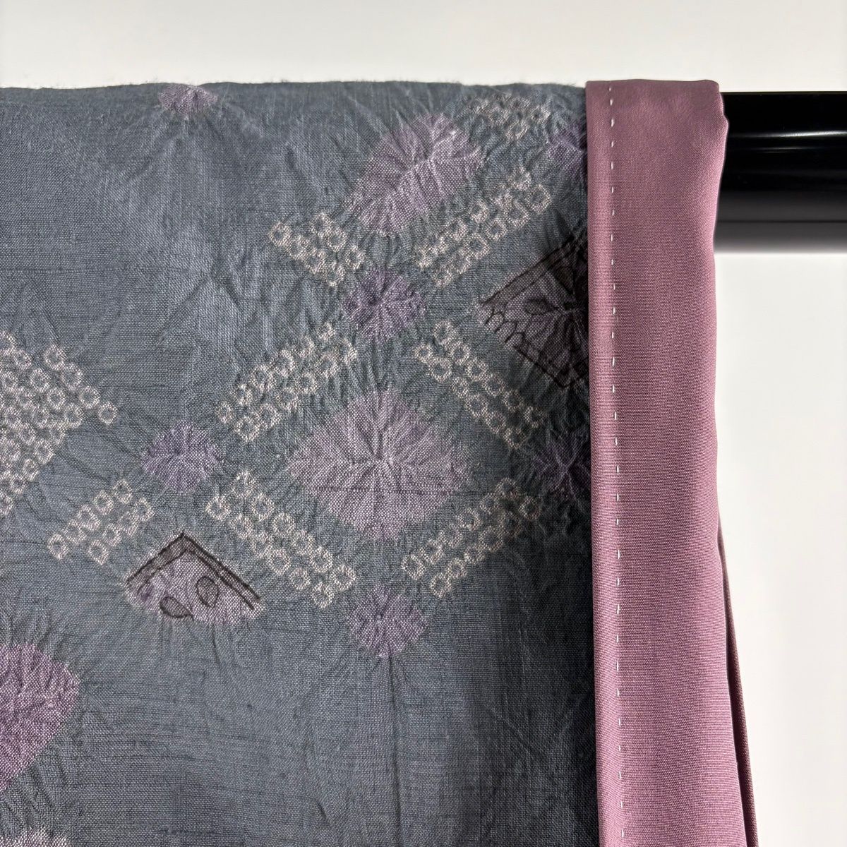美品】 小紋 身丈155.5cm 裄丈63cm S 袷 大脇一心 紬地 落款 辻が花 菱