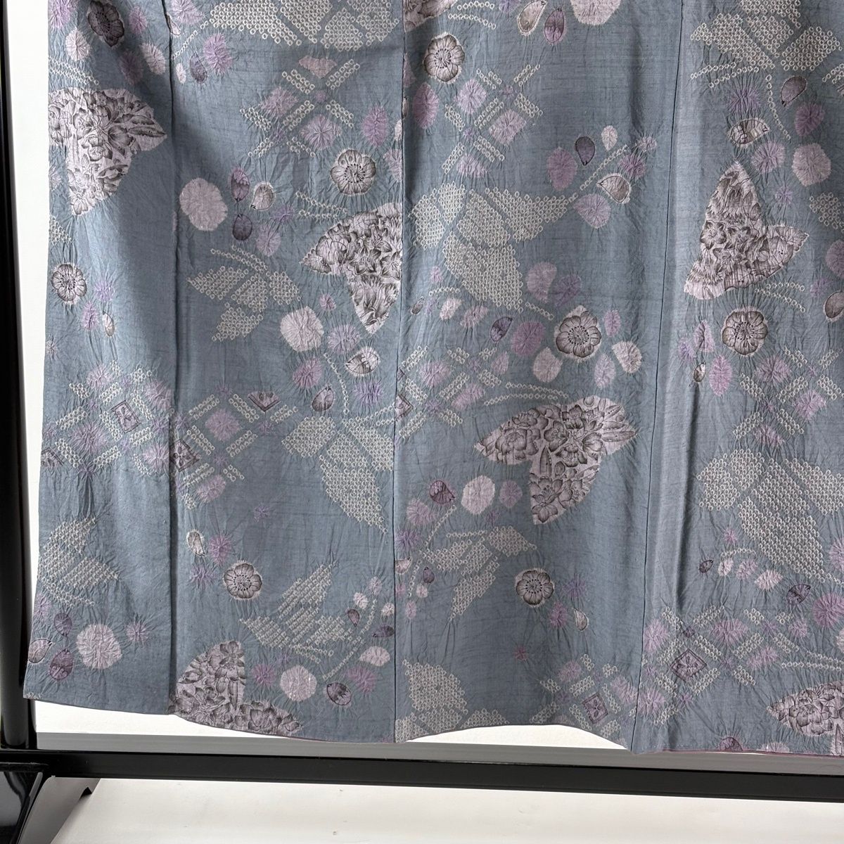 美品】 小紋 身丈155.5cm 裄丈63cm S 袷 大脇一心 紬地 落款 辻が花 菱