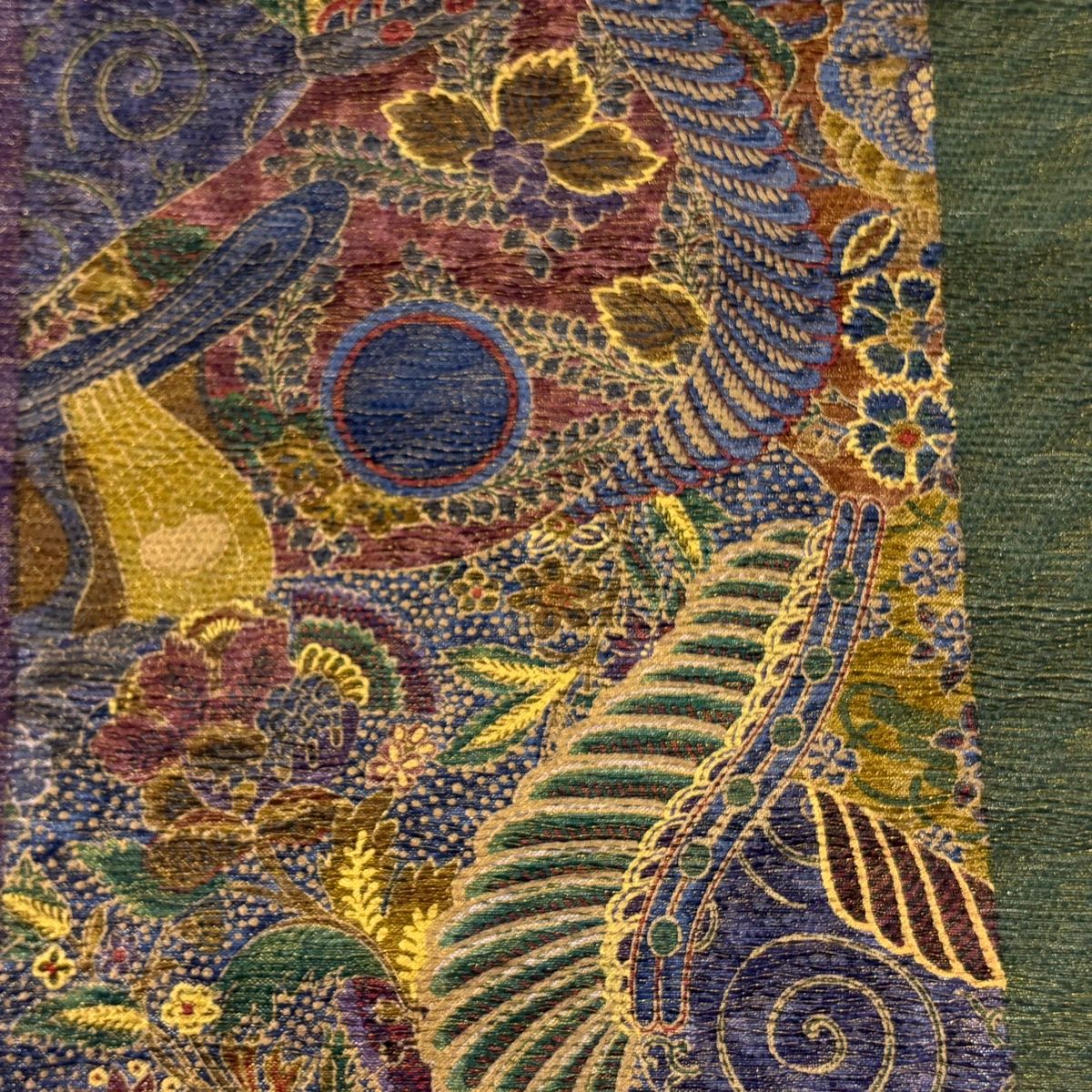 袋帯 前田仁仙 落款 花唐草 鳥 金糸 金彩 紫 全通 正絹