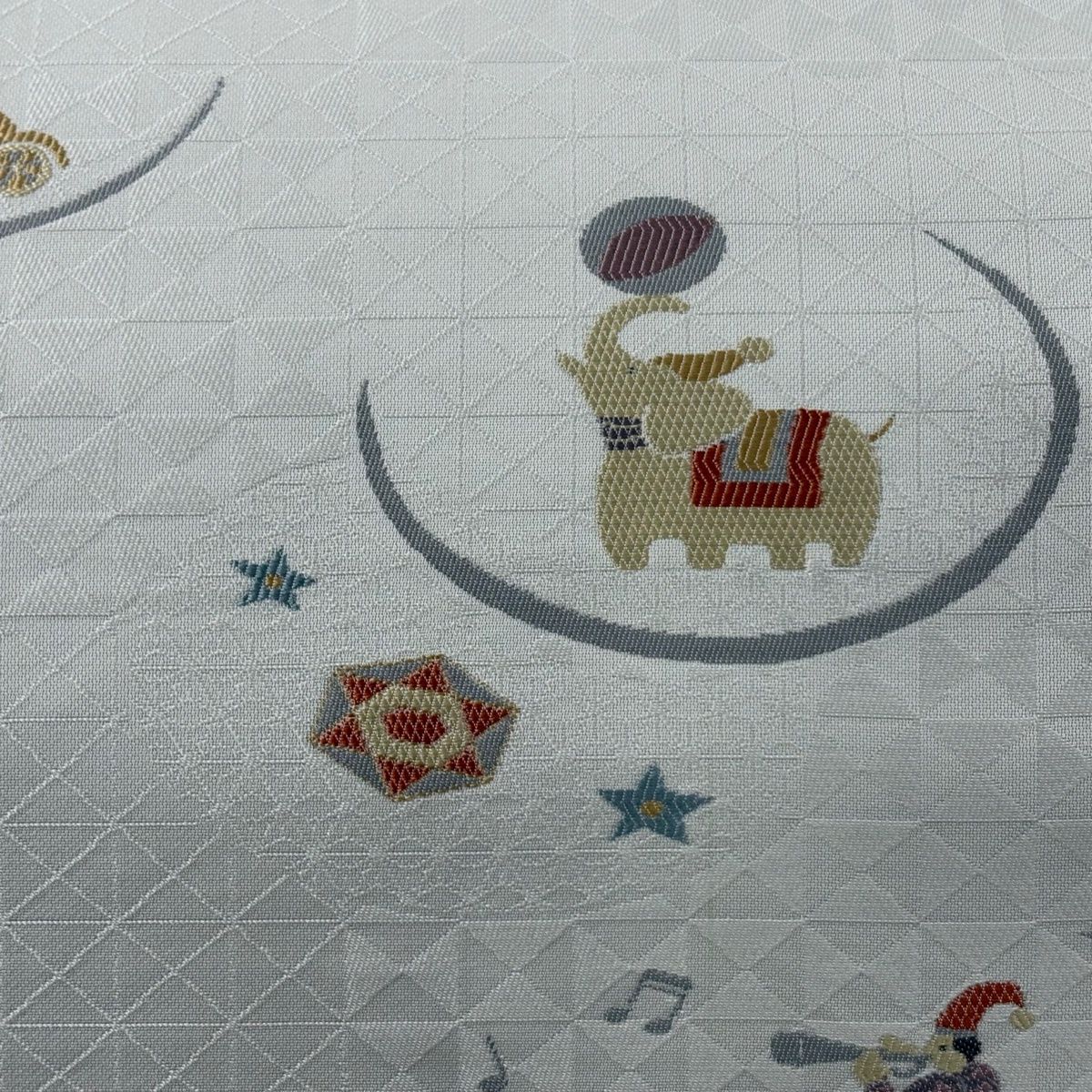 開き名古屋帯 ピエロ サーカス 灰色 正絹