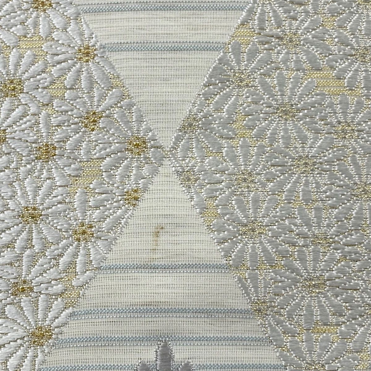  袋帯 菱 花 刺繍 箔 クリーム 六通 正絹 袋帯 帯