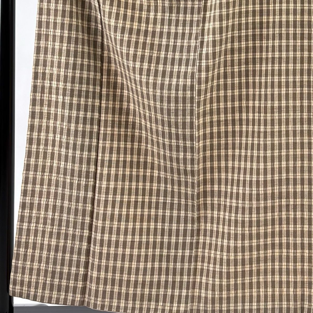 紬 身丈158.5 cm 裄丈63 S 袷 格子 ベージュ 正絹