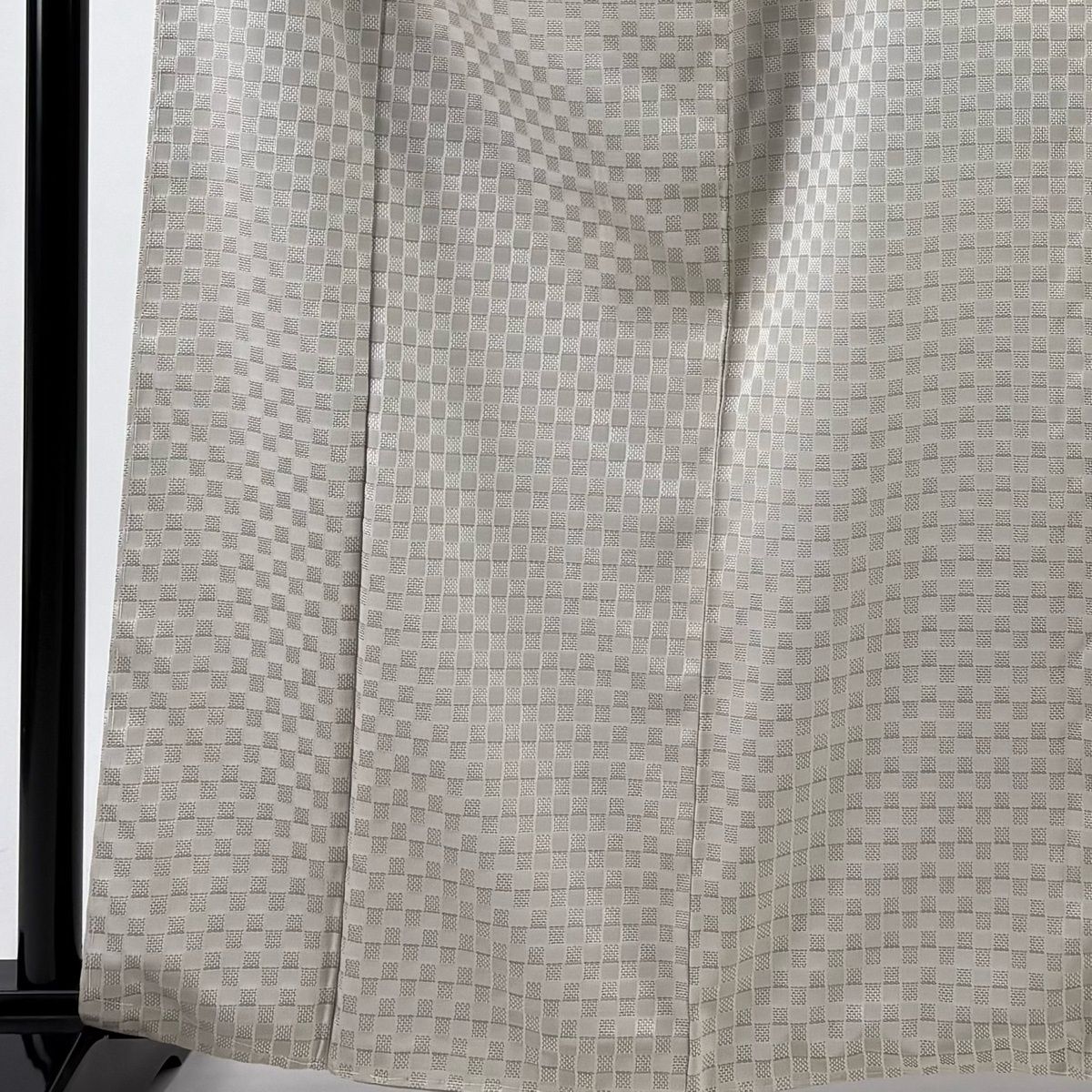 お召 身丈164.5 cm 裄丈64 M 袷 変わり市松 灰茶 正絹