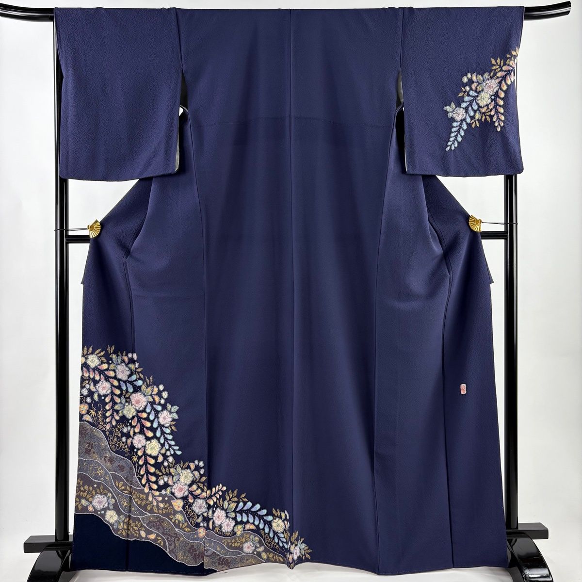 付下げ 身丈166.5cm 裄丈68cm L 袷 翠山工房 やまと 落款 辻が花 花