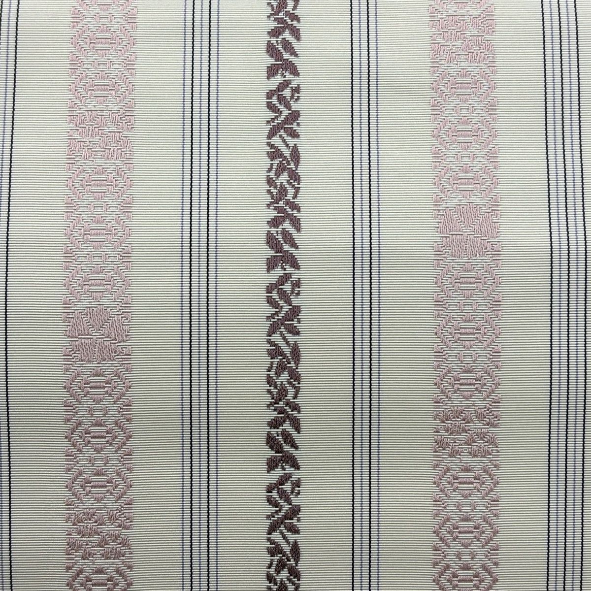 名古屋帯 秀品 八寸名古屋帯 松葉仕立て やまと 縞 幾何学 クリーム 正絹