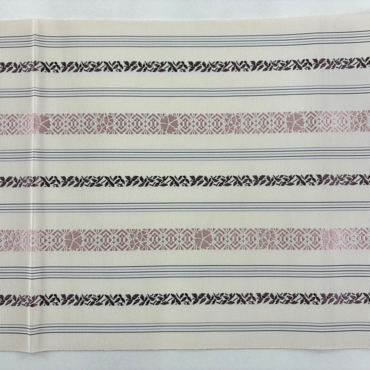  名古屋帯 秀品 八寸名古屋帯 松葉仕立て やまと 縞 幾何学 クリーム 正絹 名古屋帯 帯