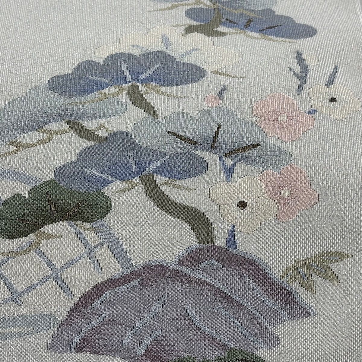 名古屋帯 秀品 松竹梅 流水 金銀糸 白 正絹