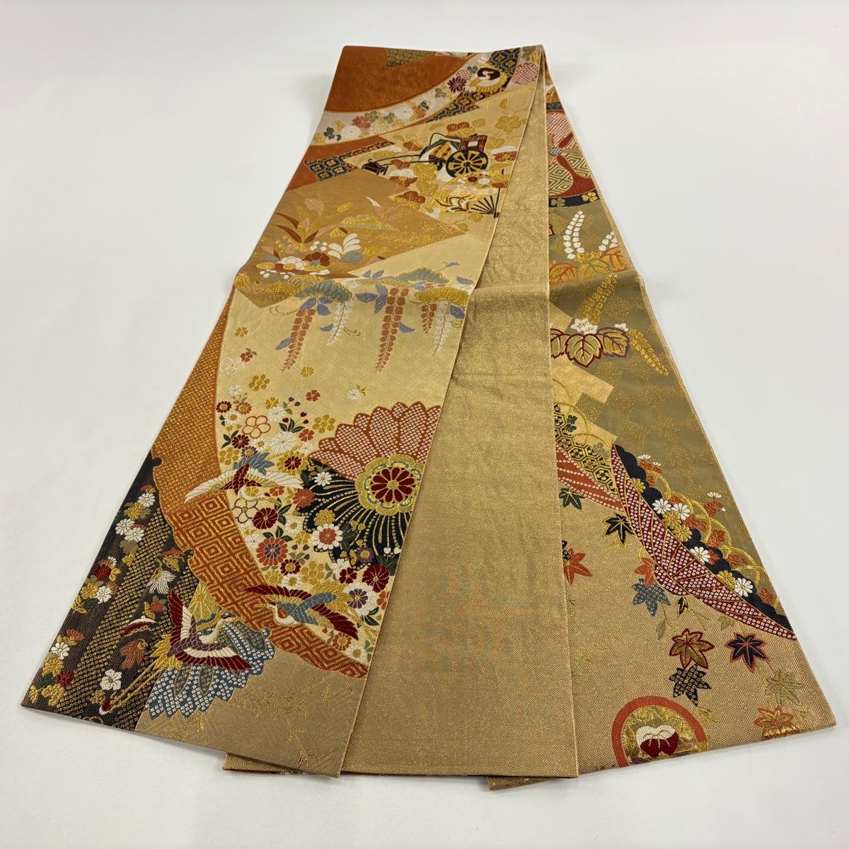  袋帯 秀品 束ね熨斗 松竹梅 金色 全通 正絹 袋帯 帯