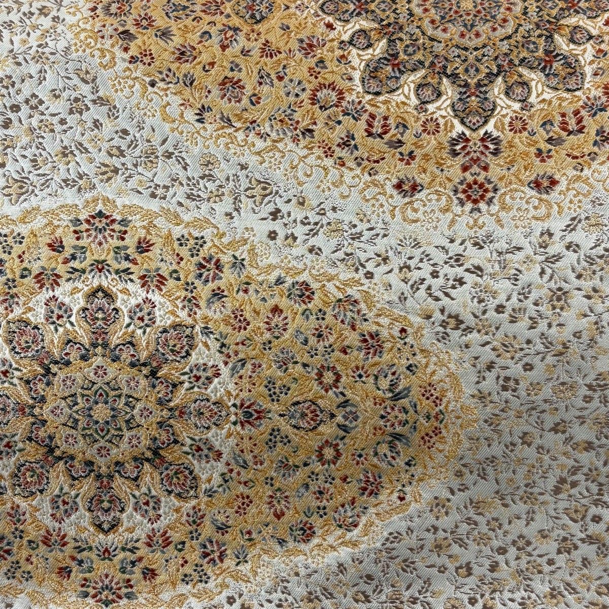 袋帯 秀品 加納幸 落款 華文 草花 唐織 箔 薄小豆 六通 正絹