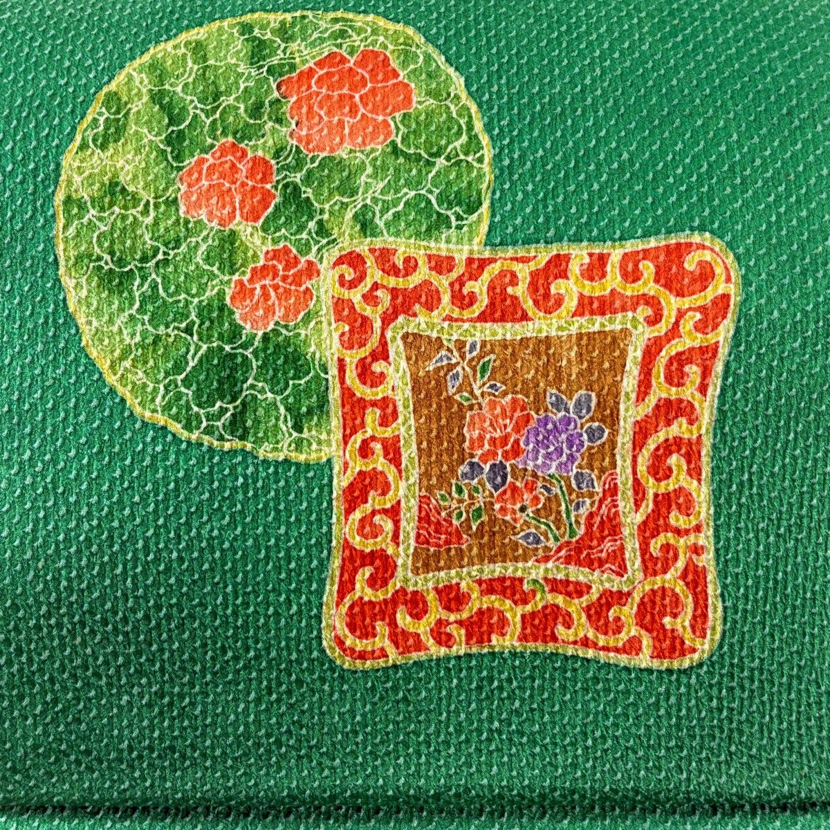 名古屋帯 秀品 草花 唐草 絞り 緑 正絹 【中古】 - メルカリ