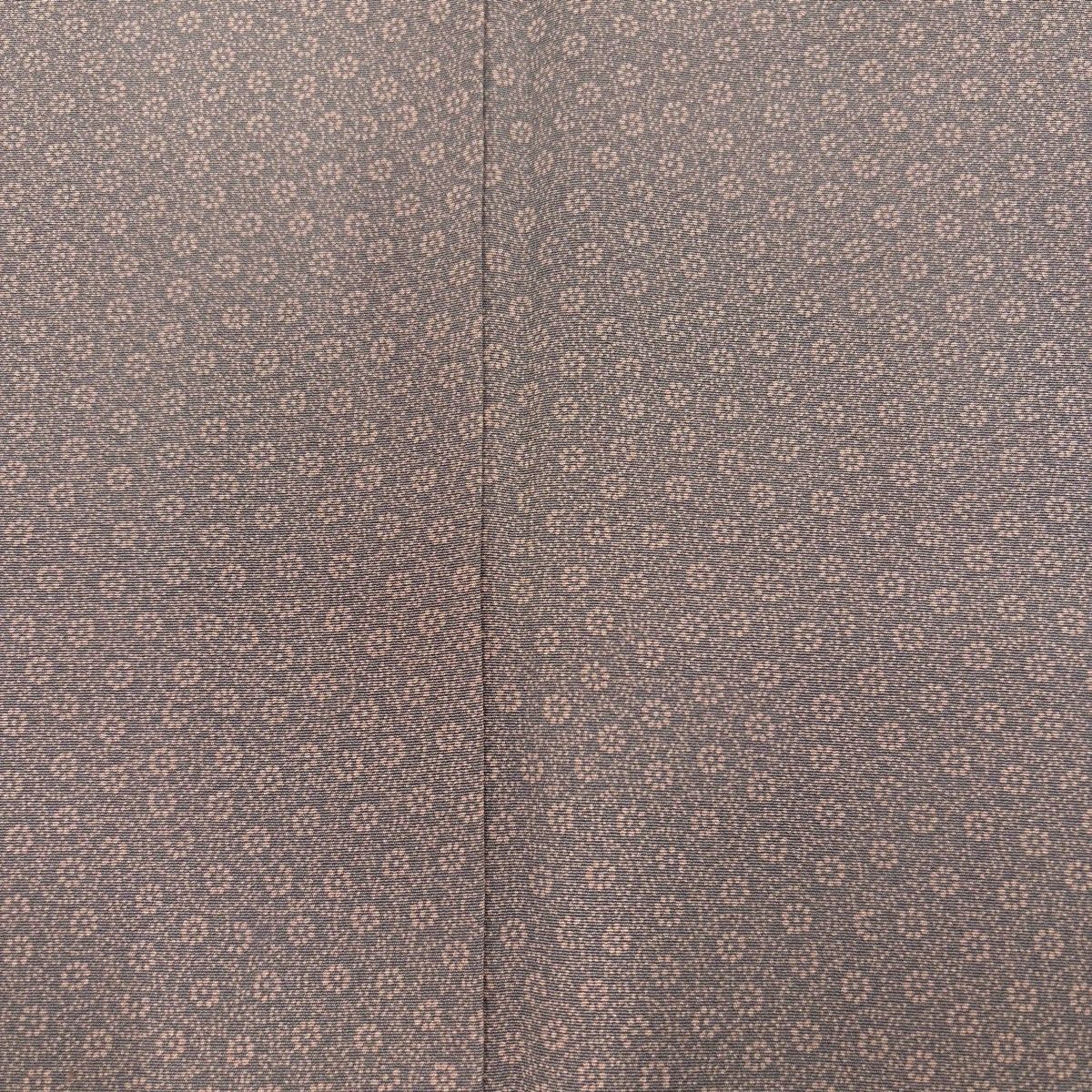  江戸小紋 身丈154 cm 裄丈64 M 袷 人間国宝 六谷梅軒 落款 小花 灰紫 正絹 小紋 着物