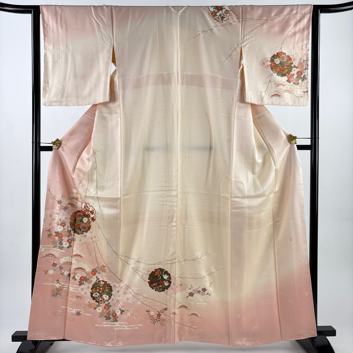 訪問着 身丈160.5cm 裄丈64cm M 袷 吾妻徳穂 落款 雪輪 菊 金彩 ぼかし