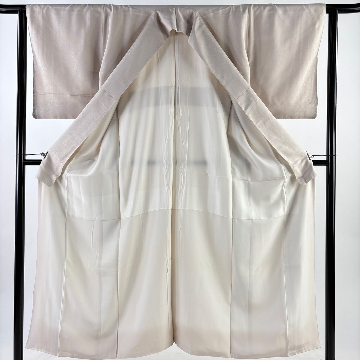  お召 身丈151.5 cm 裄丈62.5 S 袷 地紋 ベージュ 正絹 その他 着物