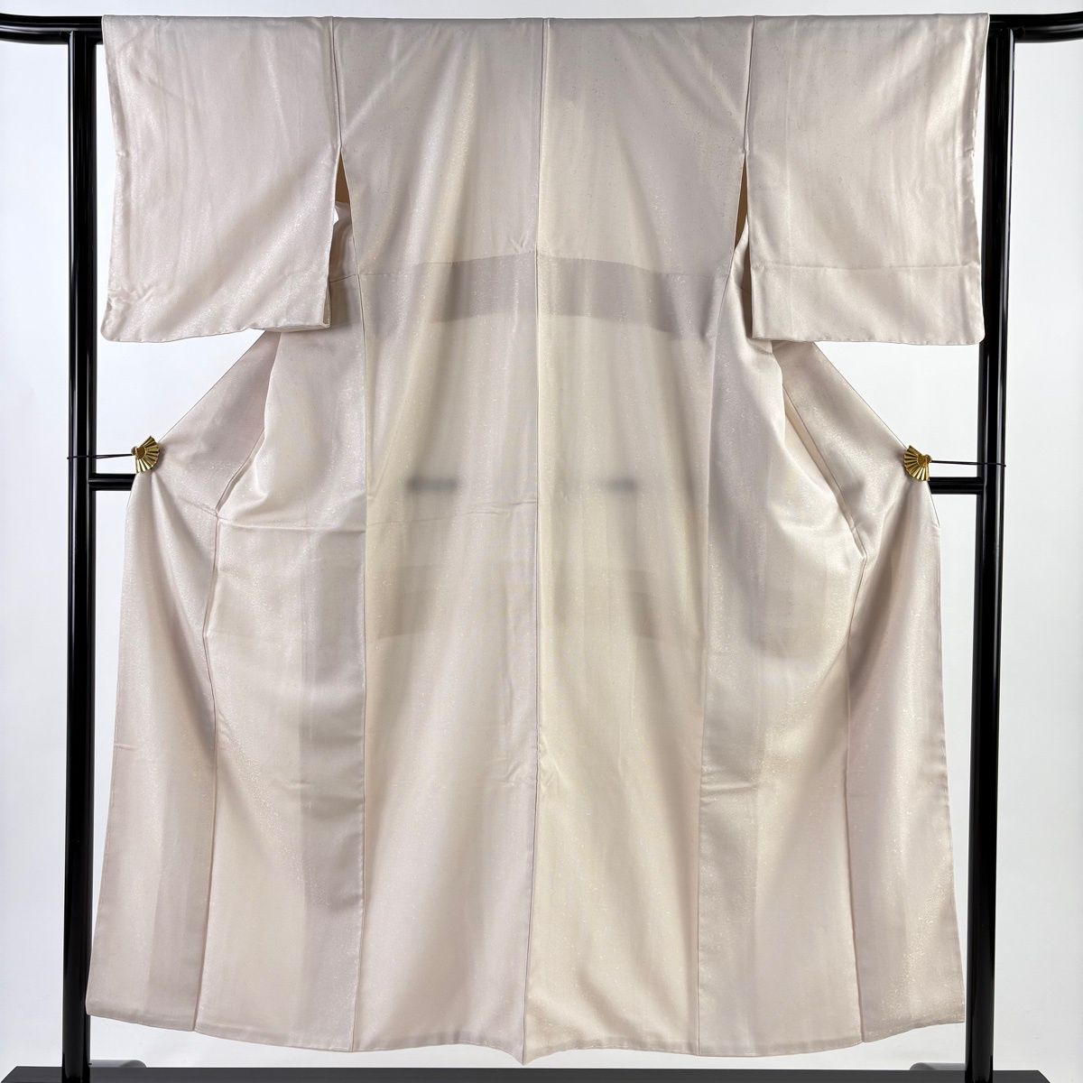 お召 身丈151.5 cm 裄丈62.5 S 袷 地紋 ベージュ 正絹