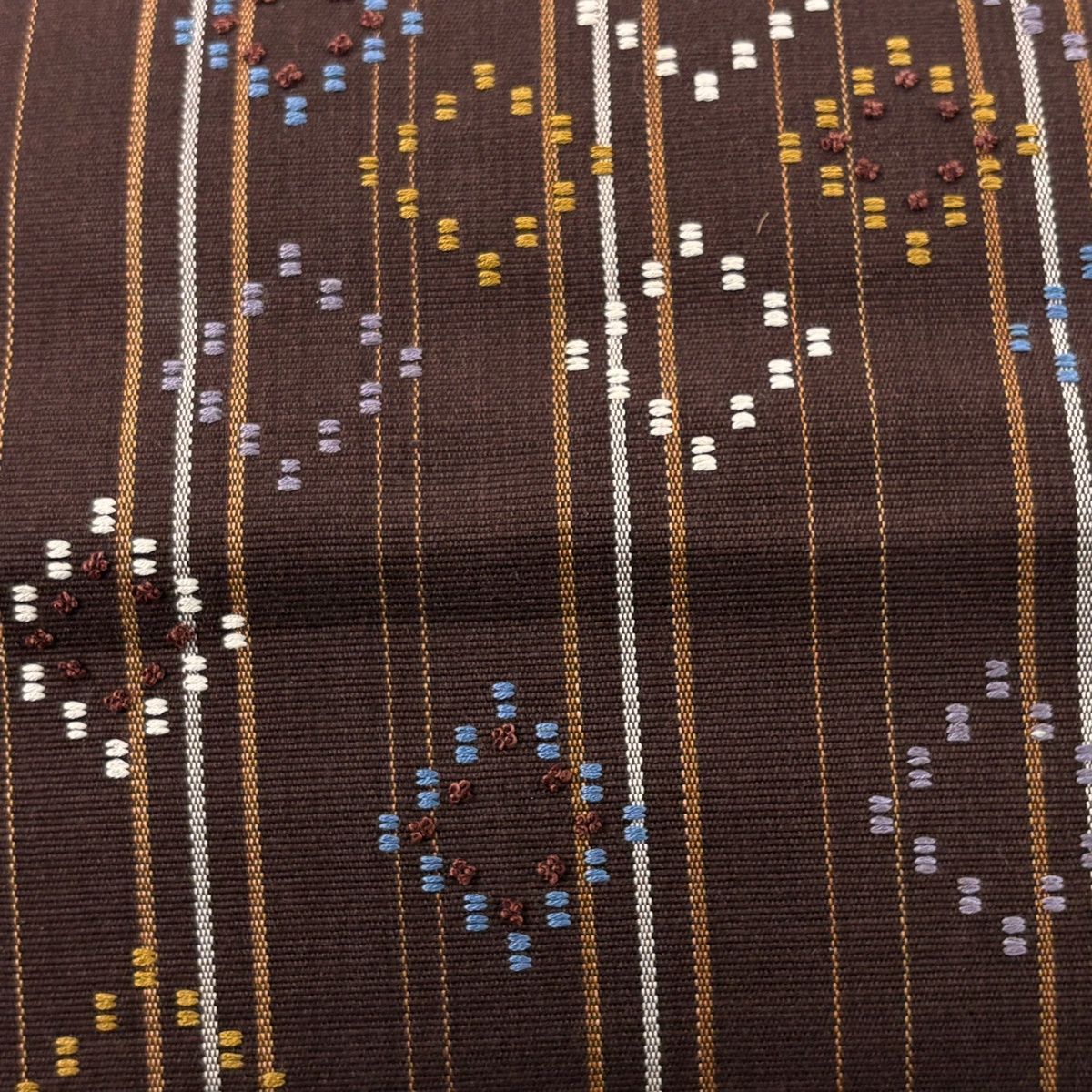 名古屋帯 八寸名古屋帯 松葉仕立て 菱 縞 焦茶色 正絹